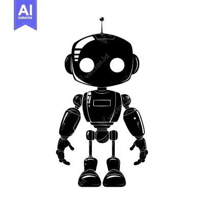 Popular premium asset: Silhouette of a cartoon robot with antenna and large eyes