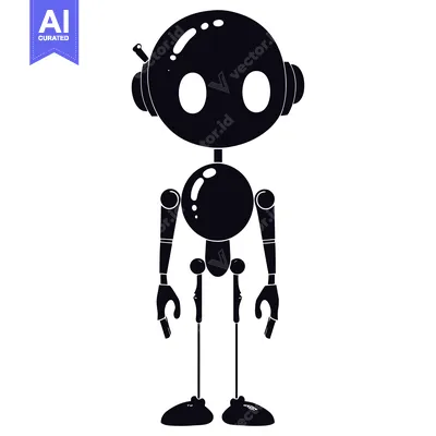 Aset premium populer: Silhouette of a Cartoon Robot with Circular Body Parts