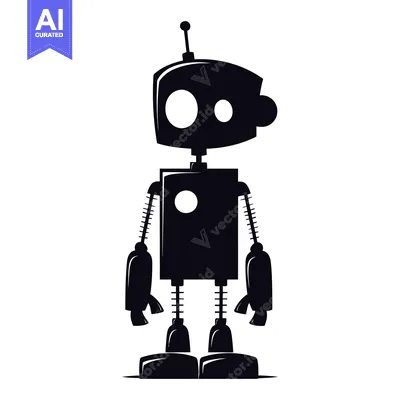 Aset premium populer: Silhouette of a Cartoon Robot with Antenna