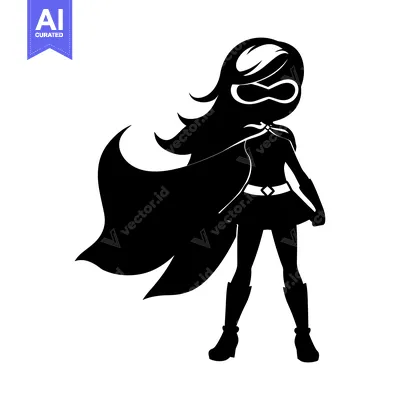 Aset premium populer: Silhouette of a Female Superhero with Cape