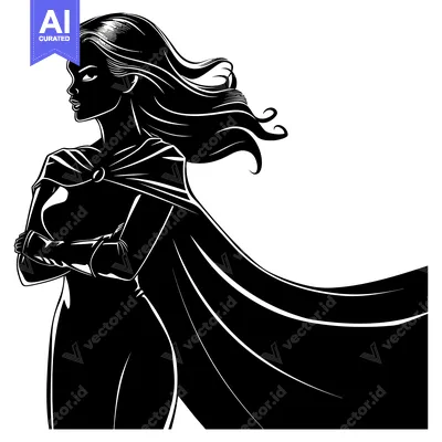 Popular premium asset: Silhouette of a Woman in a Cape with Arms Crossed