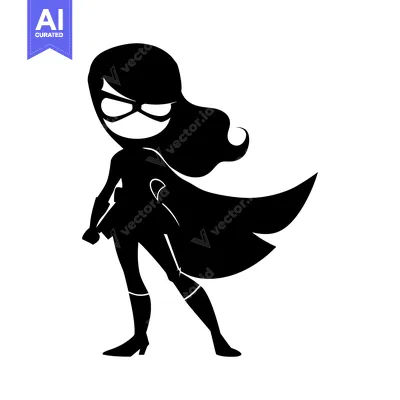 Aset premium populer: Silhouette of a Female Superhero with a Cape Flowing Behind Her
