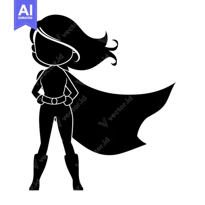 Popular premium asset: Silhouette of a Female Superhero with Cape Flowing