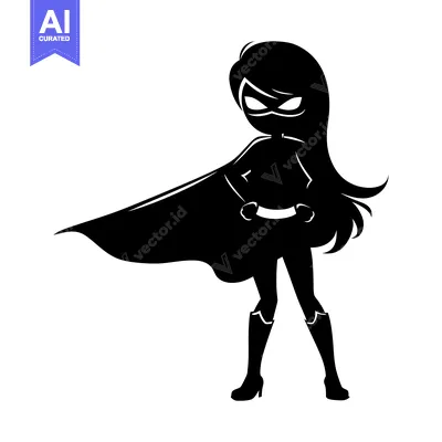 Aset premium populer: Silhouette of a Female Superhero with a Cape