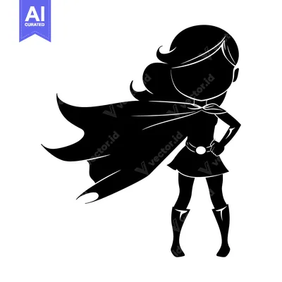 Popular premium asset: Silhouette of a female superhero with flowing cape