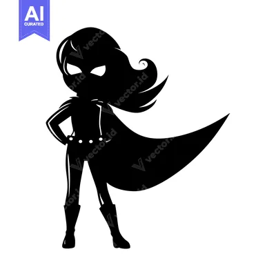 Premium design asset: Silhouette of a Female Superhero with a Cape