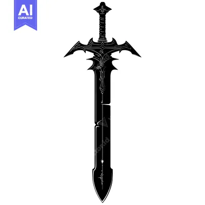 Aset premium populer: Black and White Silhouette of a Detailed Sword with a Pointy Tip