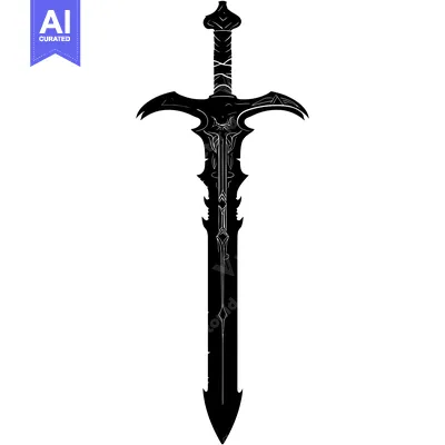 Aset premium populer: Black and White Silhouette of a Fantasy Sword