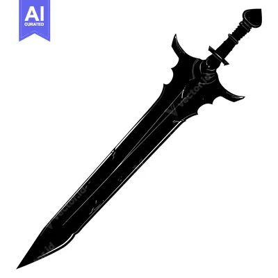 Black and White Silhouette of a Decorative Sword