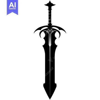 Aset premium populer: Black and White Silhouette of a Fantasy Sword