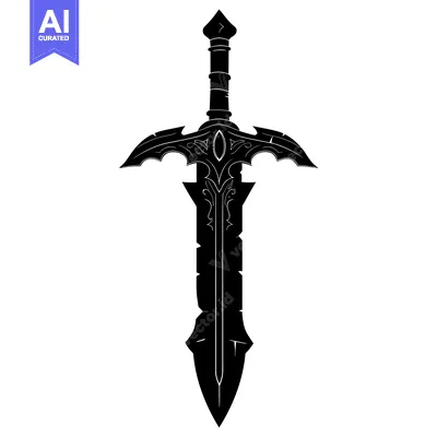 Aset premium populer: Ornate Black Silhouette of a Sword