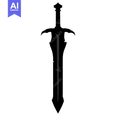 Premium design asset: Black Silhouette of a Medieval Sword with a Sharp Point
