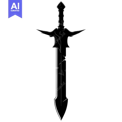 Aset premium populer: Black and White Silhouette of a Fantasy Sword