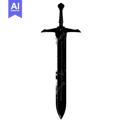 Aset premium populer: A Black and White Silhouette of a Medieval Sword