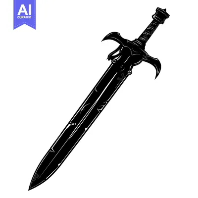 Premium design asset: Black and White Silhouette of a Medieval Sword