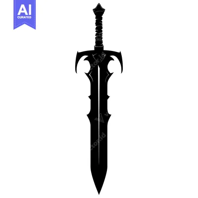 Aset premium populer: A Black and White Illustration of a Fantasy Sword