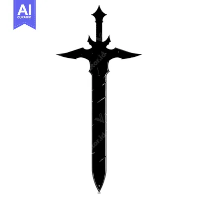 Aset premium populer: Black and White Silhouette of a Fantasy Sword