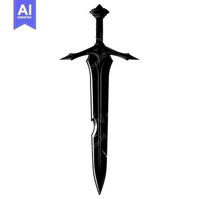 Aset premium populer: Black and White Illustration of a Medieval Sword