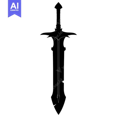 Popular premium asset: Black Silhouette of a Fantasy Sword with a Pointed Tip
