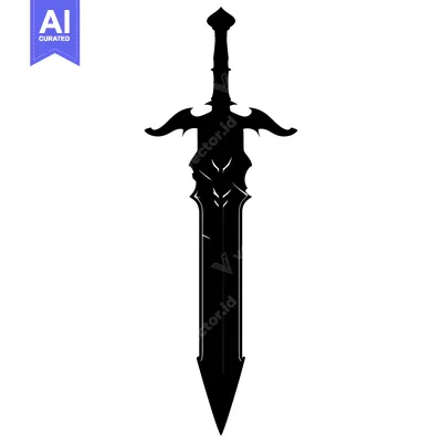 Popular premium asset: Black and White Silhouette of a Ornate Sword