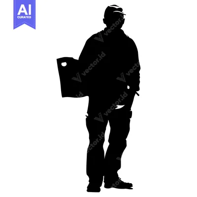 Aset desain premium: Silhouette of a Man Holding a Briefcase
