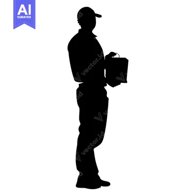 Silhouette of a Person Holding a Box