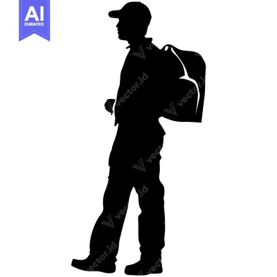 Silhouette of a Person with a Backpack and a Cap