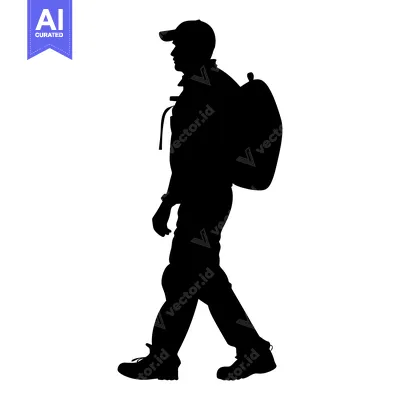 Aset premium populer: Silhouette of a Person Walking with a Backpack