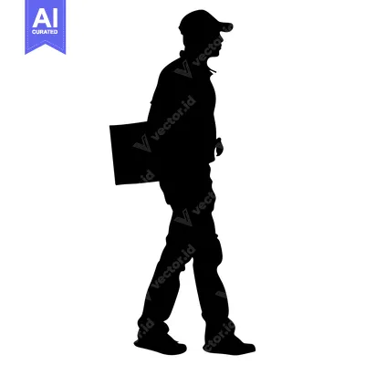 Premium design asset: Silhouette of a Person Carrying a Package While Walking