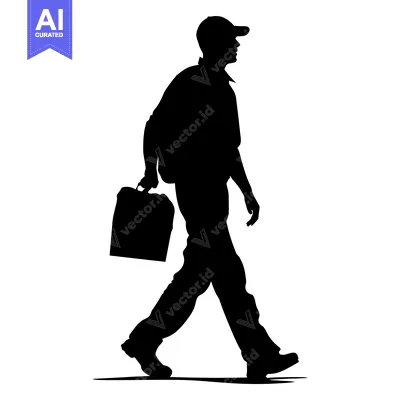 Premium design asset: Silhouette of a Man Walking with a Briefcase