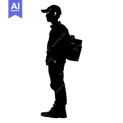 Popular premium asset: Silhouette of a Person Wearing a Backpack and a Cap