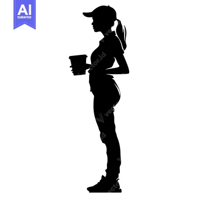 Aset premium populer: Silhouette of a Woman Holding a Coffee Cup