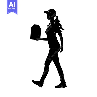 Premium design asset: Silhouette of a Woman Walking and Carrying a Box