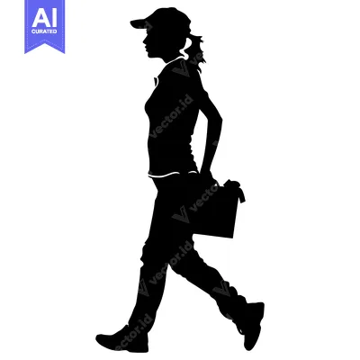 Premium design asset: Silhouette of a Woman Walking with a Briefcase