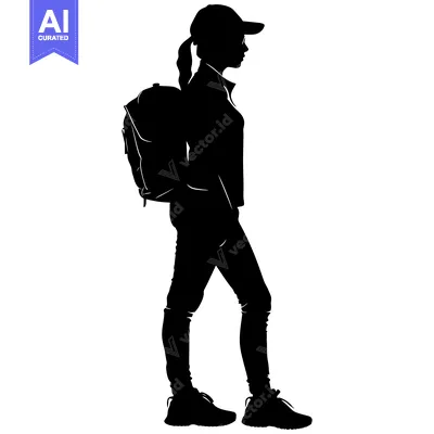 Popular premium asset: Silhouette of a Female Tourist with Backpack