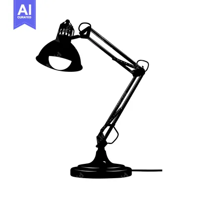 Popular premium asset: Black Silhouette of a Desk Lamp with a Rounded Shade