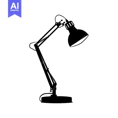 Aset premium populer: Black and White Silhouette of a Desk Lamp