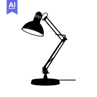 Premium design asset: Black Silhouette of a Desk Lamp with an Adjustable Arm