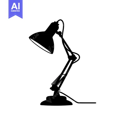 Aset premium populer: Black Silhouette of a Desk Lamp with a Curved Arm