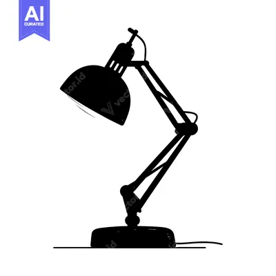 Premium design asset: Silhouette of a Desk Lamp with Adjustable Arm