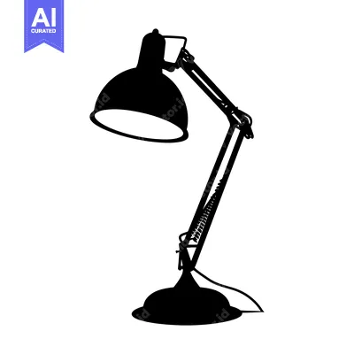 Aset premium populer: Silhouette of a Black Desk Lamp with a Spring-Loaded Arm