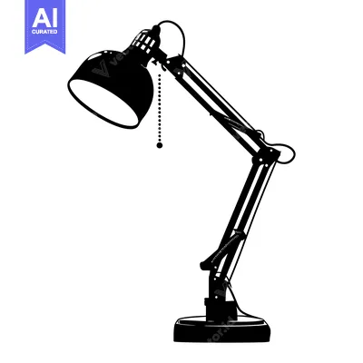Aset premium populer: Black and White Silhouette of a Desk Lamp