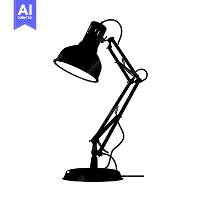 Aset desain premium: Black Silhouette of a Desk Lamp with an Adjustable Arm