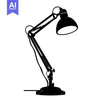 Premium design asset: Black and White Silhouette of a Desk Lamp with a Flexible Arm