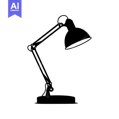 Popular premium asset: Black Silhouette of an Articulated Desk Lamp
