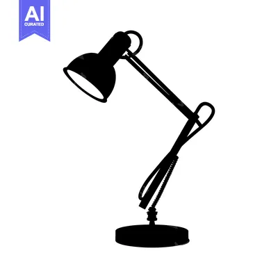 Aset premium populer: Black and White Silhouette of a Desk Lamp