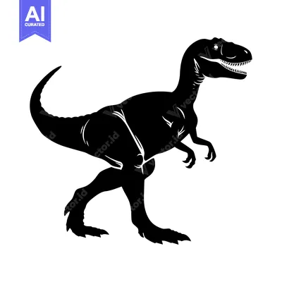 Aset premium populer: Black silhouette of a standing dinosaur with sharp teeth