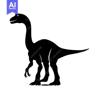 Aset premium populer: Black Silhouette of a Long-Necked Dinosaur