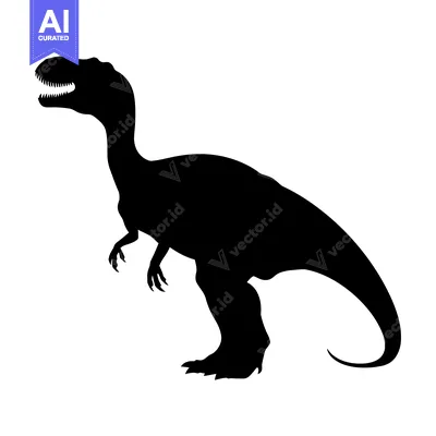 Aset premium populer: Black Silhouette of a Dinosaur with Open Mouth