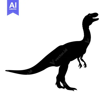 Aset desain premium: Black Silhouette of a Dinosaur with a Long Neck and Tail